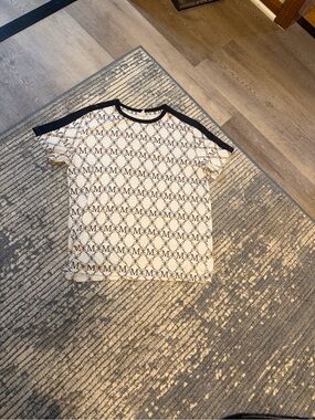 Men's White & Black Patterned Short Sleeve Tee